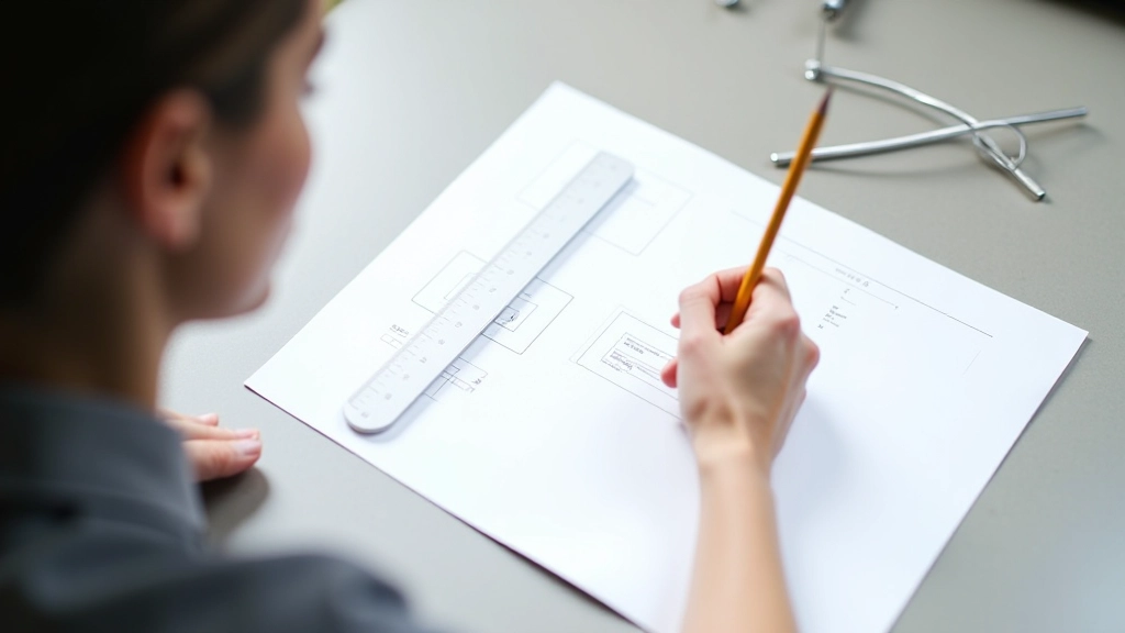 Návrhář studující principy bílého prostoru a rozestupu v praxi