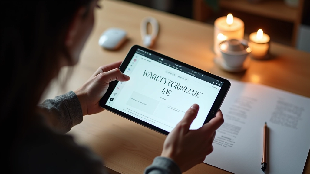 Návrhář pracuje na tabletu s nástroji pro design a měřením mezer